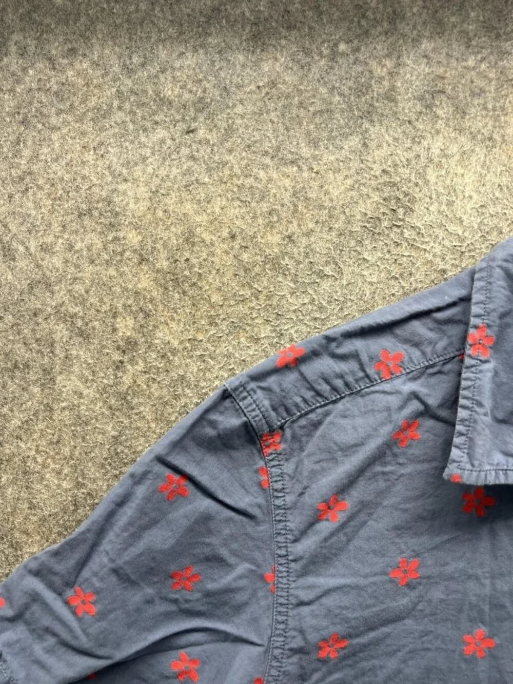 The North Face Shirt Men Large Blue Floral Cotton Button Up Short Sleeve Casual